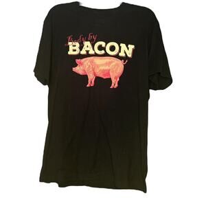 Body By Bacon Black Graphic T-Shirt Funny Pig Shirt
